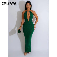 CM.YAYA Backless Sleeveless Long Maxi