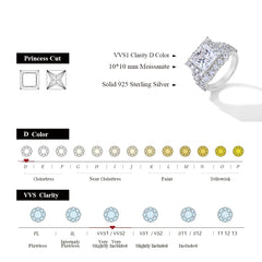 ATTAGEMS S925 Silver Moissanite Engagement Ring