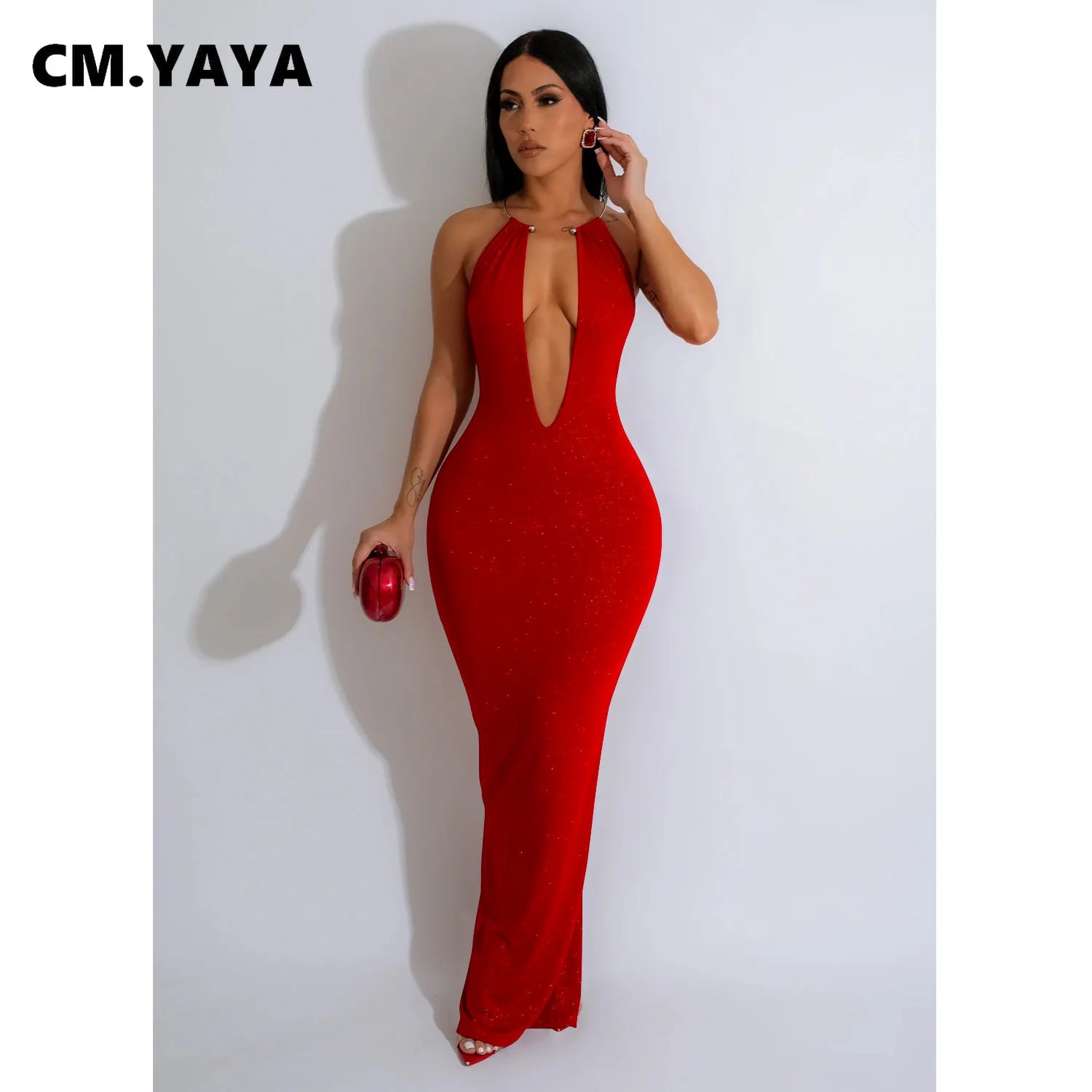 CM.YAYA Backless Sleeveless Long Maxi