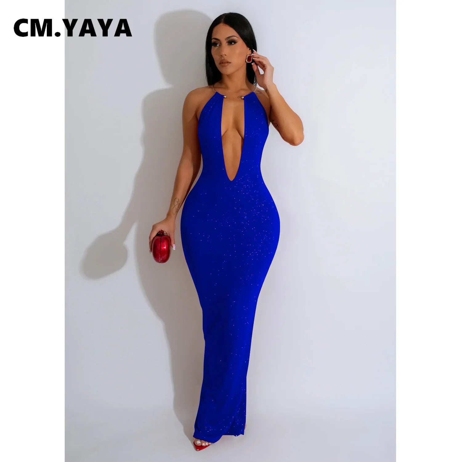 CM.YAYA Backless Sleeveless Long Maxi