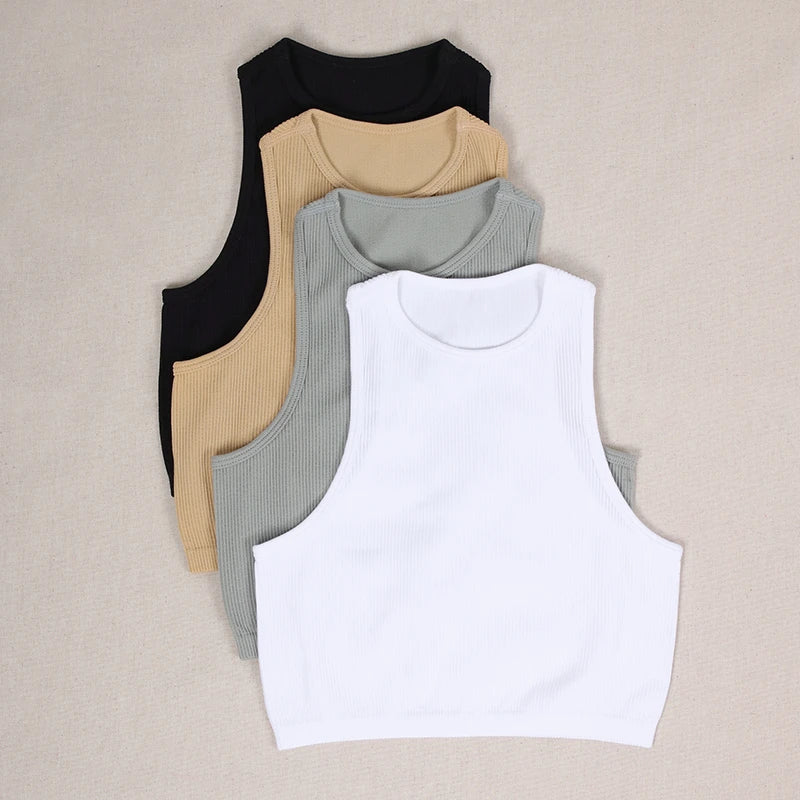 Sport Crop Top Damen Mode Ärmellos