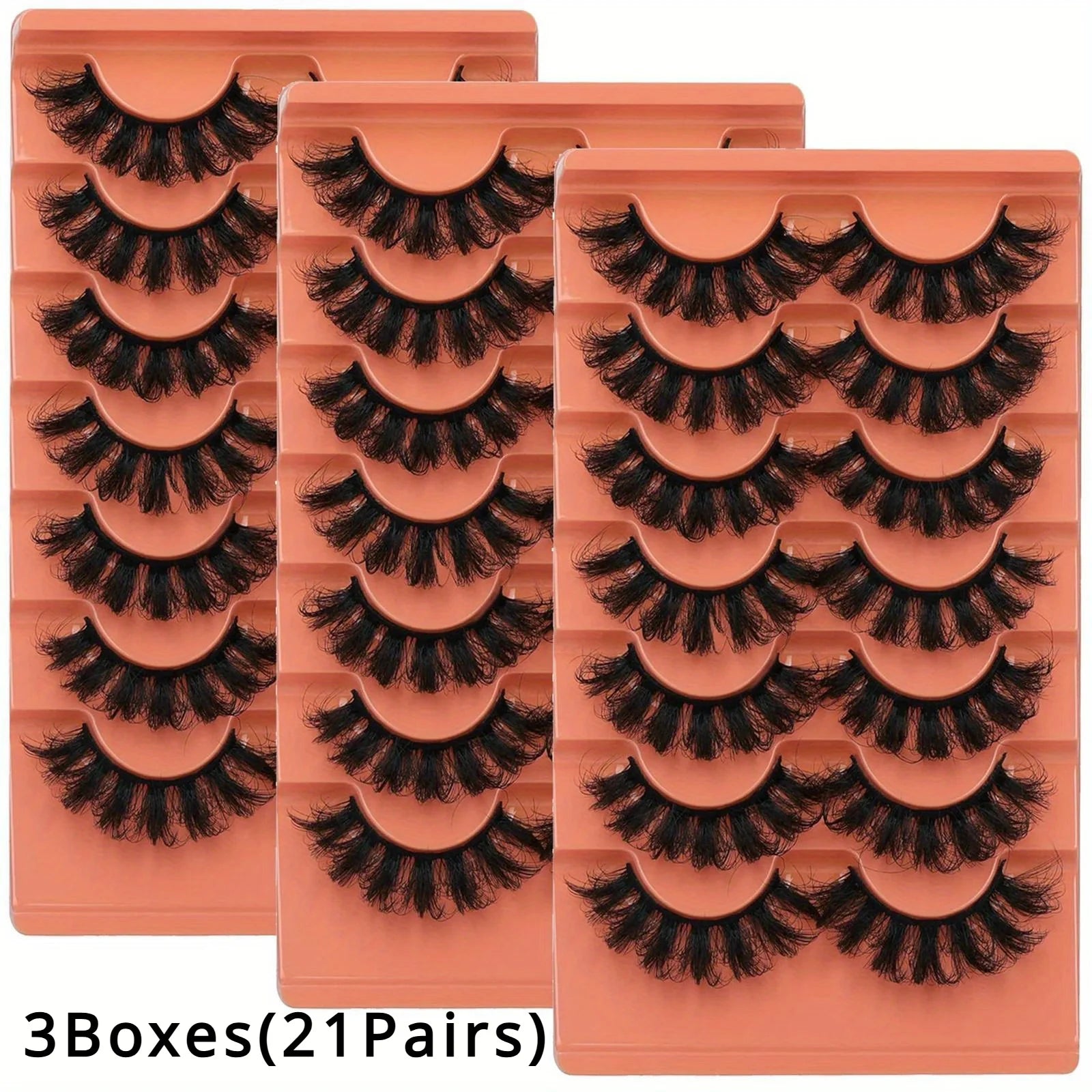 3Boxes(21Pairs) Fluffy False Eyelashes