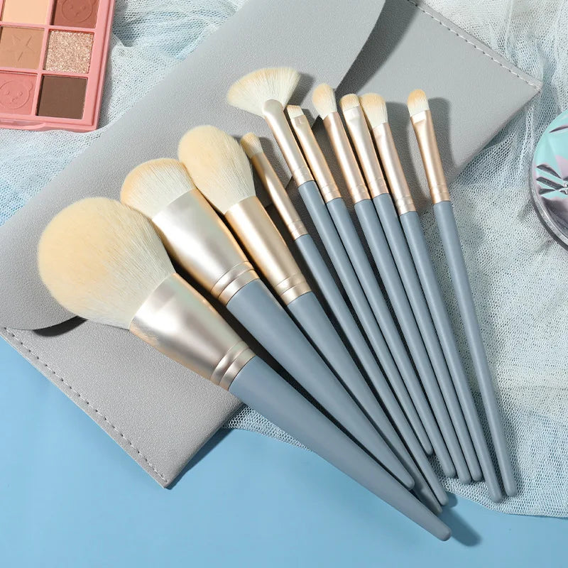 10 Blue Bridge Pattern Foundation Brush, Eyeshadow Brush, Makeup Brush Set.