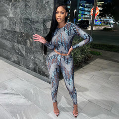 Oshfall High Waist Printed Pants Women's Suit